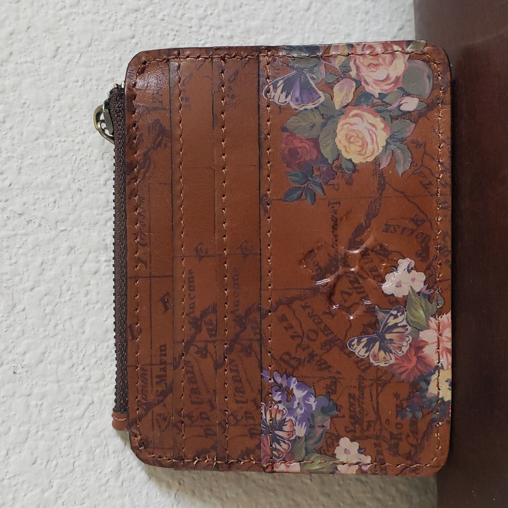 EUC Patricia Nash Cassis RFID  Leather ID card wallet English Garden Floral Map - Picture 7 of 8